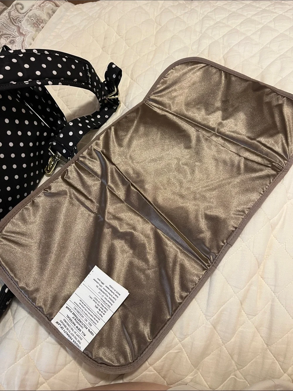 JuJuBe BFF Duchess - Polka Dot Black Baby Diaper Bag with Gold Accents